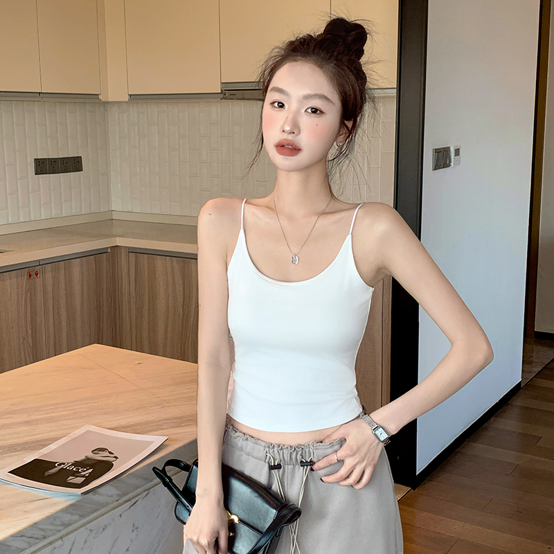 白色小吊带背心女内搭新款不带胸垫设计感美背小众外穿上衣潮螺纹