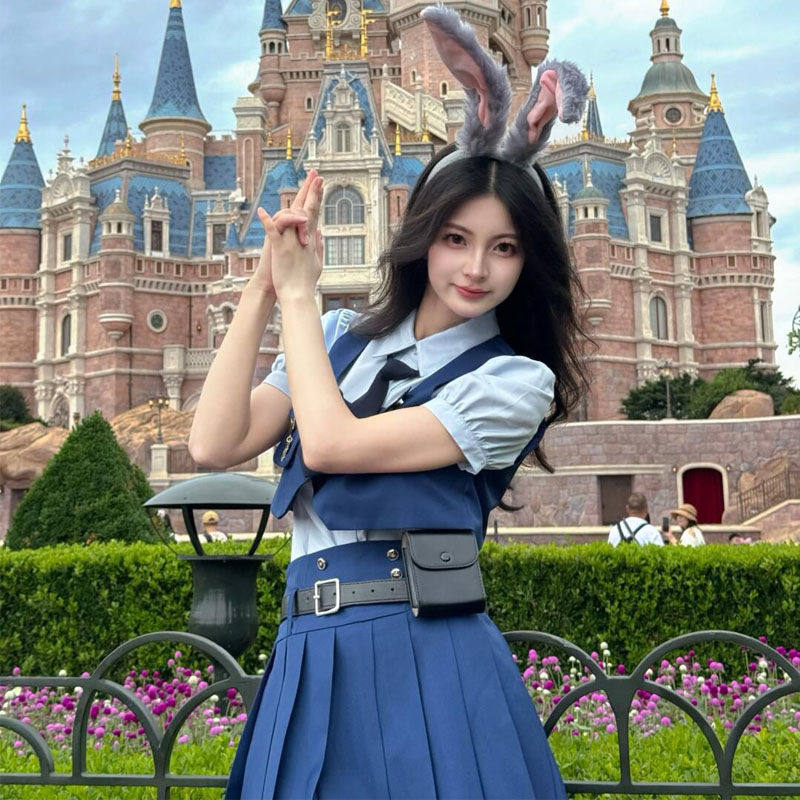 Банни полицейский женская одежда Judy cos одежда Disney cos одежда для взрослых с кроликом юбка JK костюм униформа Изображение 1