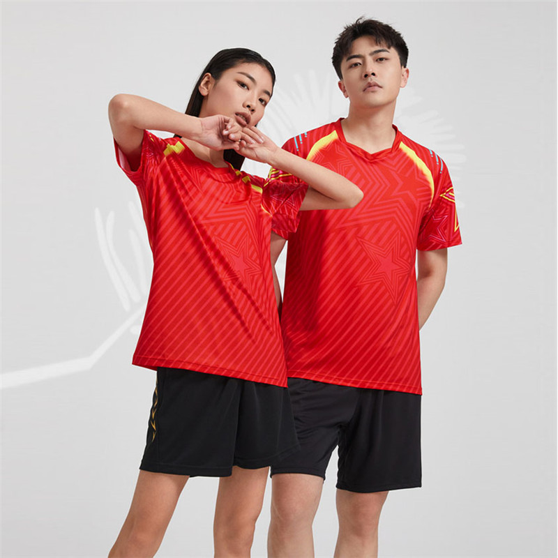 羽毛球服男女童V领定制排球衣