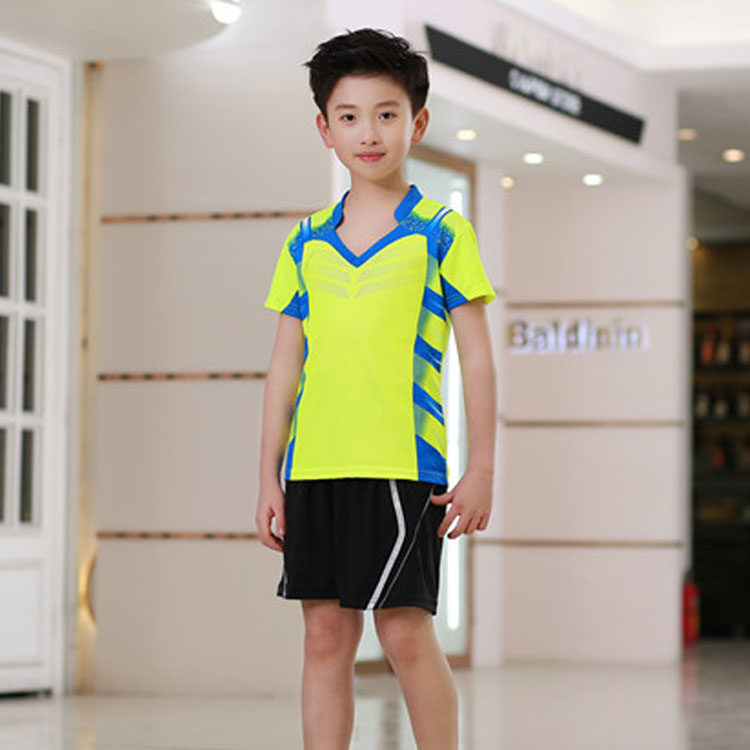 快干羽毛球服儿童装男童女速干透气排球衣V领运动小学生孩子乒乓