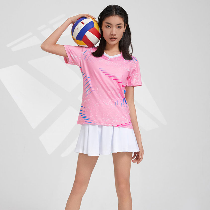 快干吸汗速干羽毛球服套装V领男女童情侣短袖排球衣运动比赛乒乓