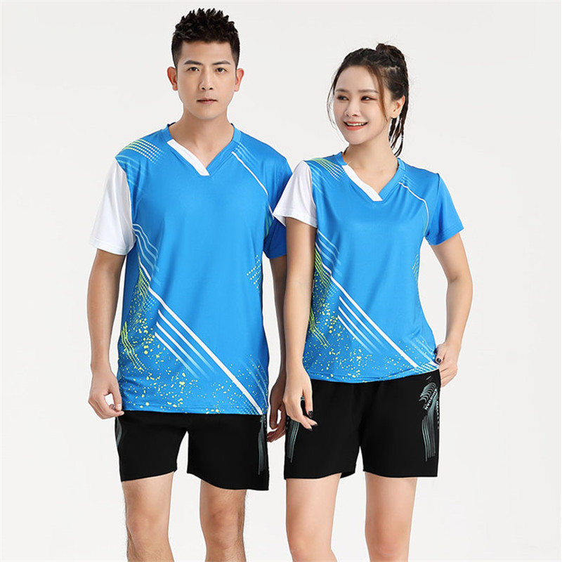 快干透气羽毛球服套装健身男女夏短袖T恤比赛排球服运动乒乓球衣