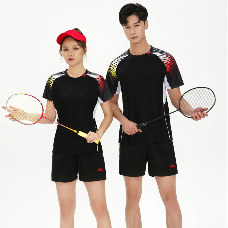 快干羽毛球服上衣女夏显瘦比赛短袖运动男乒乓球衣情侣印字透气排