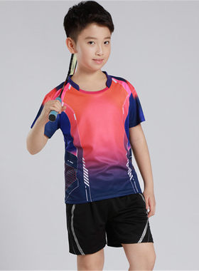 快干儿童羽毛球服套装男童女大童短袖T恤训练定制小孩子学生乒乓