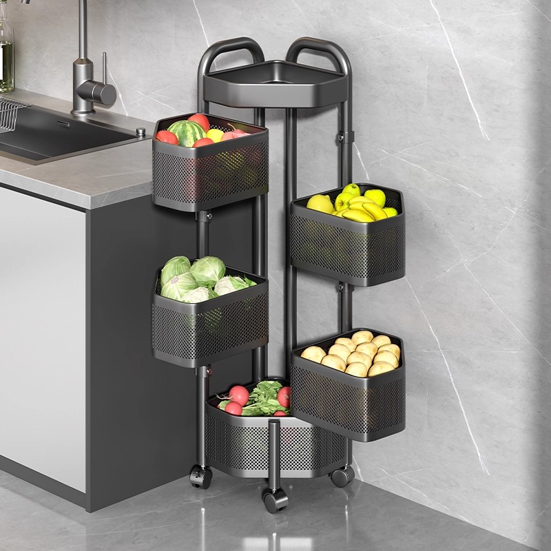 三角置物架墙角可旋转蔬菜零食厨房置物架客厅多功能菜架收纳神器