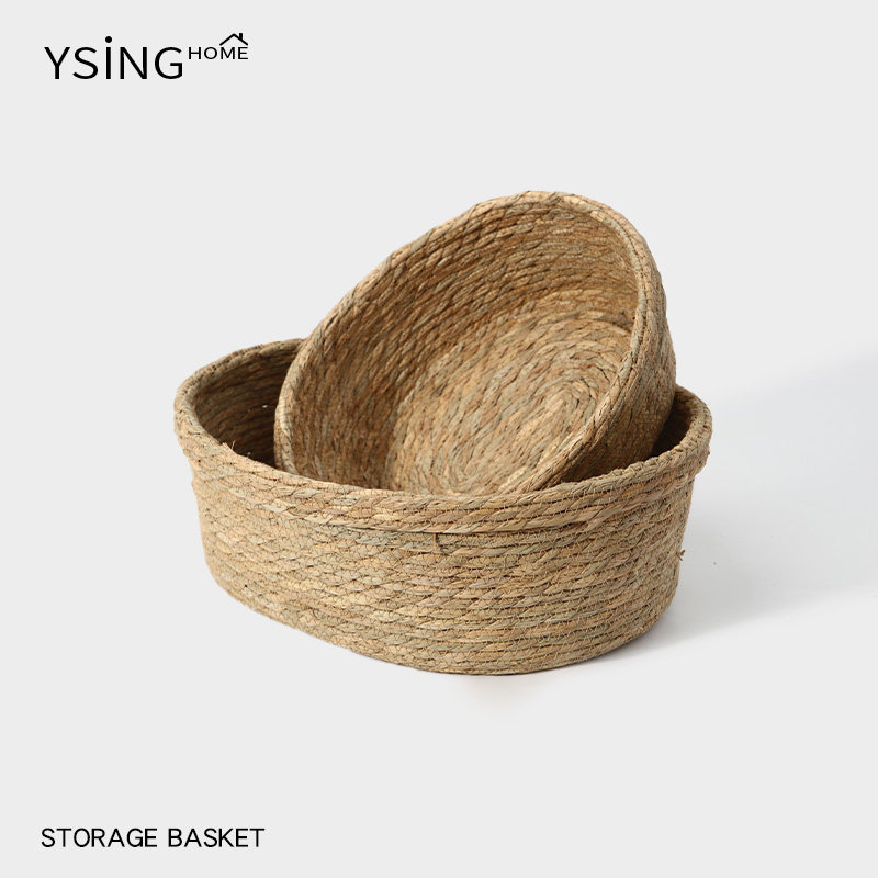 天然草编收纳筐家用水果零食杂物