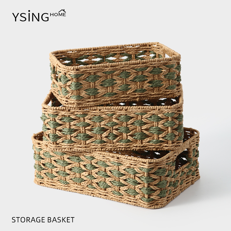 编织收纳筐手工绳编高级感储物筐家用零食杂物篮子客厅整理收纳盒