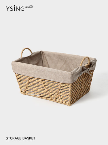 桌面编织收纳筐日式家用多功能杂物零食手工收纳篮大容量整理盒子