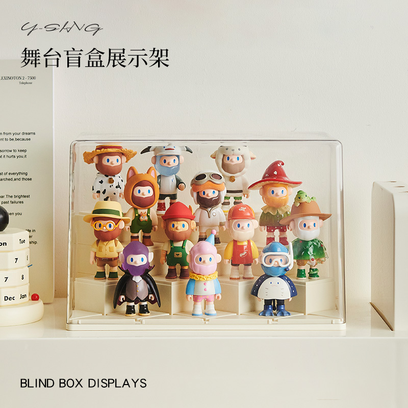 盲盒展示架公仔玩具手办收纳盒透明防尘阶梯亚克力泡泡玛特展示盒