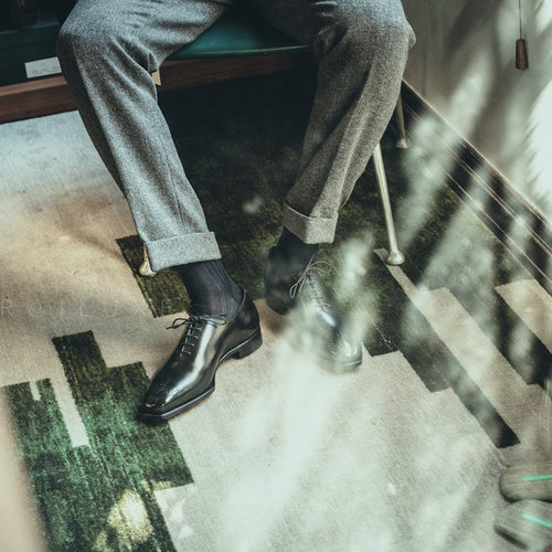 英国George Cleverley手工皮鞋黑色固特异商务正装Oxford牛津鞋男