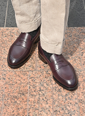 雅生AXEN国产固特异工艺真皮便士乐福鞋Vibram橡胶底Penny Loafer