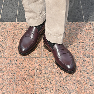 雅生AXEN国产固特异工艺真皮便士乐福鞋Vibram橡胶底Penny Loafer