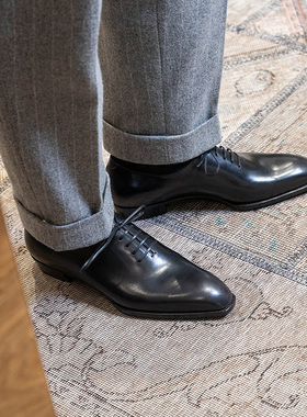 Oct Tenth固特异皮鞋 国货手缝沿条黑擦色整皮一片式牛津鞋Oxford