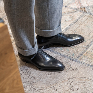 牛津鞋 国货手缝沿条黑擦色整皮一片式 Oxford Tenth固特异皮鞋 Oct