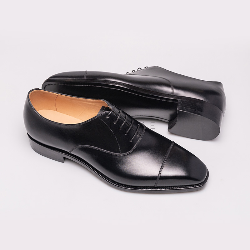 雅生AXEN固特异工艺黑三接头皮鞋