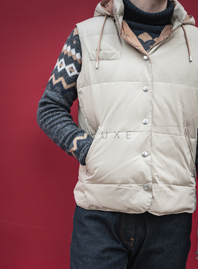Oct Tenth白鹅绒羽绒马甲 轻薄保暖FW老钱风时装立领连帽秋冬马甲