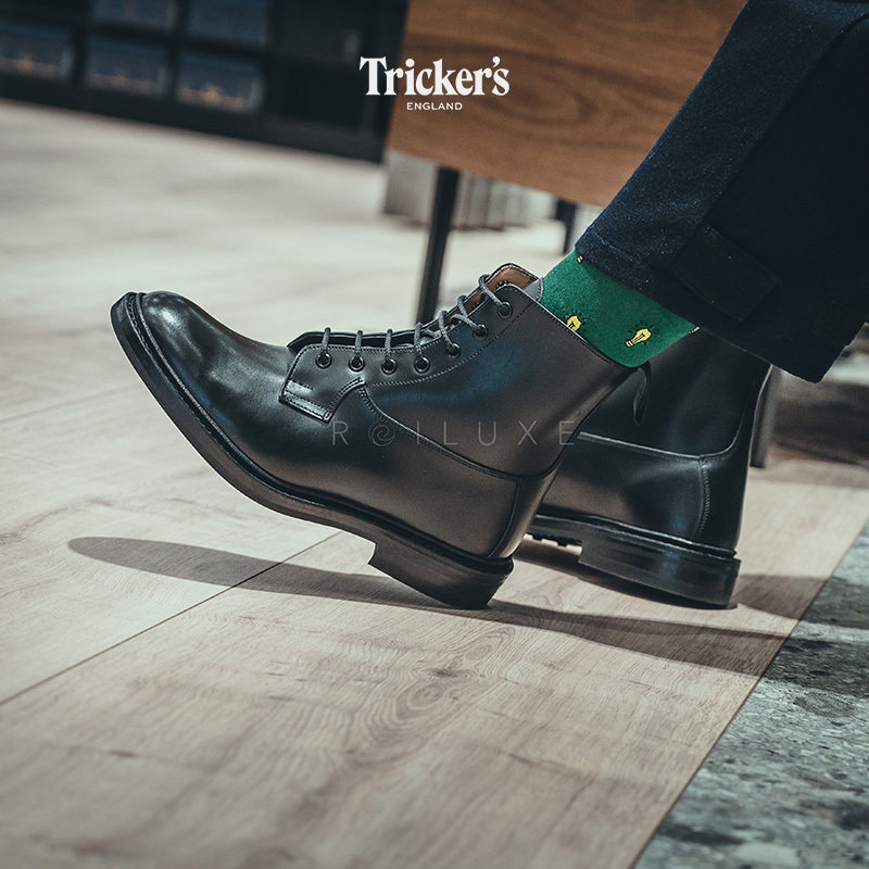 英国Trickers手工皮鞋小牛皮马丁