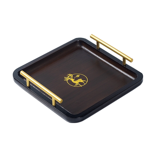 日式托盘长方形家用楠竹木茶盘复古美式带把手杯子收纳盘水果摆盘