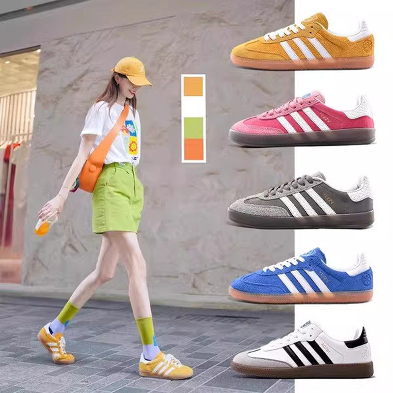 官方正品三杠德训鞋男鞋春季2026新款真皮复古休闲板鞋运动鞋子女