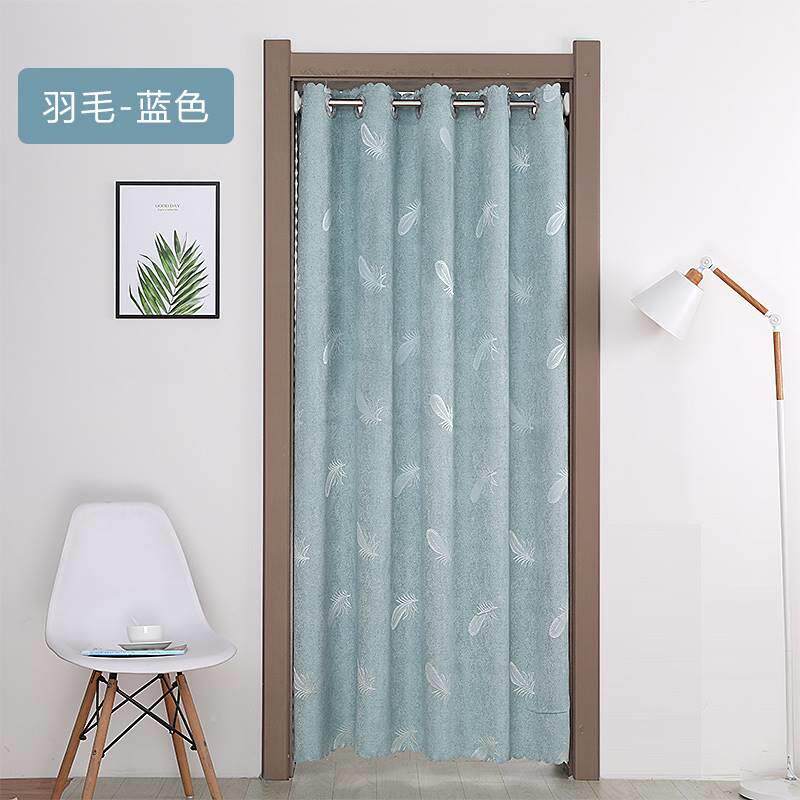 布艺门帘隔断帘免打孔安装伸缩杆一整套家用卧室空调挡风帘试衣间