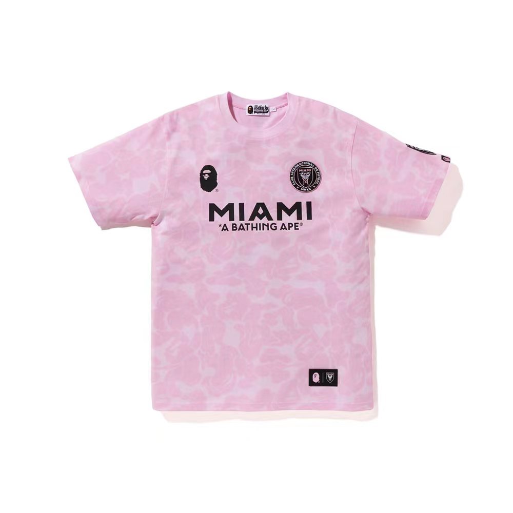 thumbnail for New APE Short Sleeve x MIAMI Miami International Collaboration Sports Camouflage Embroidered Ape Head T-Shirt for men and women