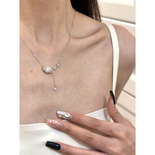 DEER宇宙星光1克拉莫桑石钻999足银纯银项链女朋友闺蜜生日礼物