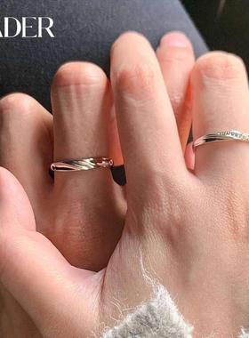 卡蒂罗共渡爱河戒指情侣对戒款S999银素圈小众设计生日礼物送女友