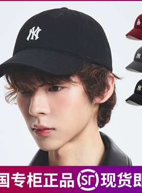 韩国正品MLB帽子25年新款男女小标棒球帽NY可调节鸭舌帽3ACPW015