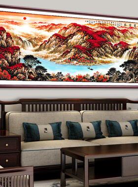 南墙挂画福头装饰画山水画客厅办公室装饰画沙发背景墙装饰画壁画
