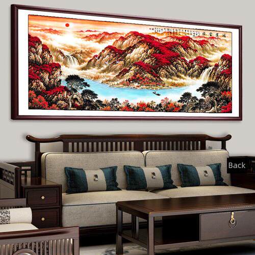 南墙挂画福头装饰画山水画客厅办公室装饰画沙发背景墙装饰画壁画
