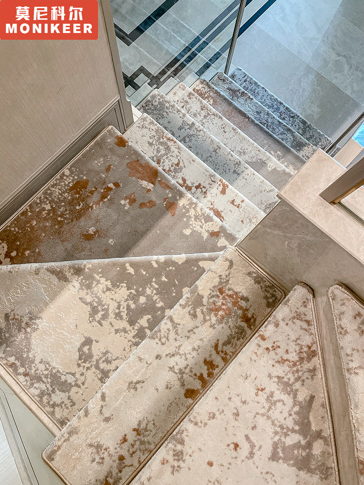 轻型豪华覆式家庭楼梯台阶垫无胶自粘地毯阶梯防滑楼梯垫可擦洗和