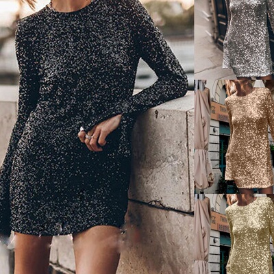 sequin sparkling dress欧美夜店装亮片亮晶晶小礼服日常可穿