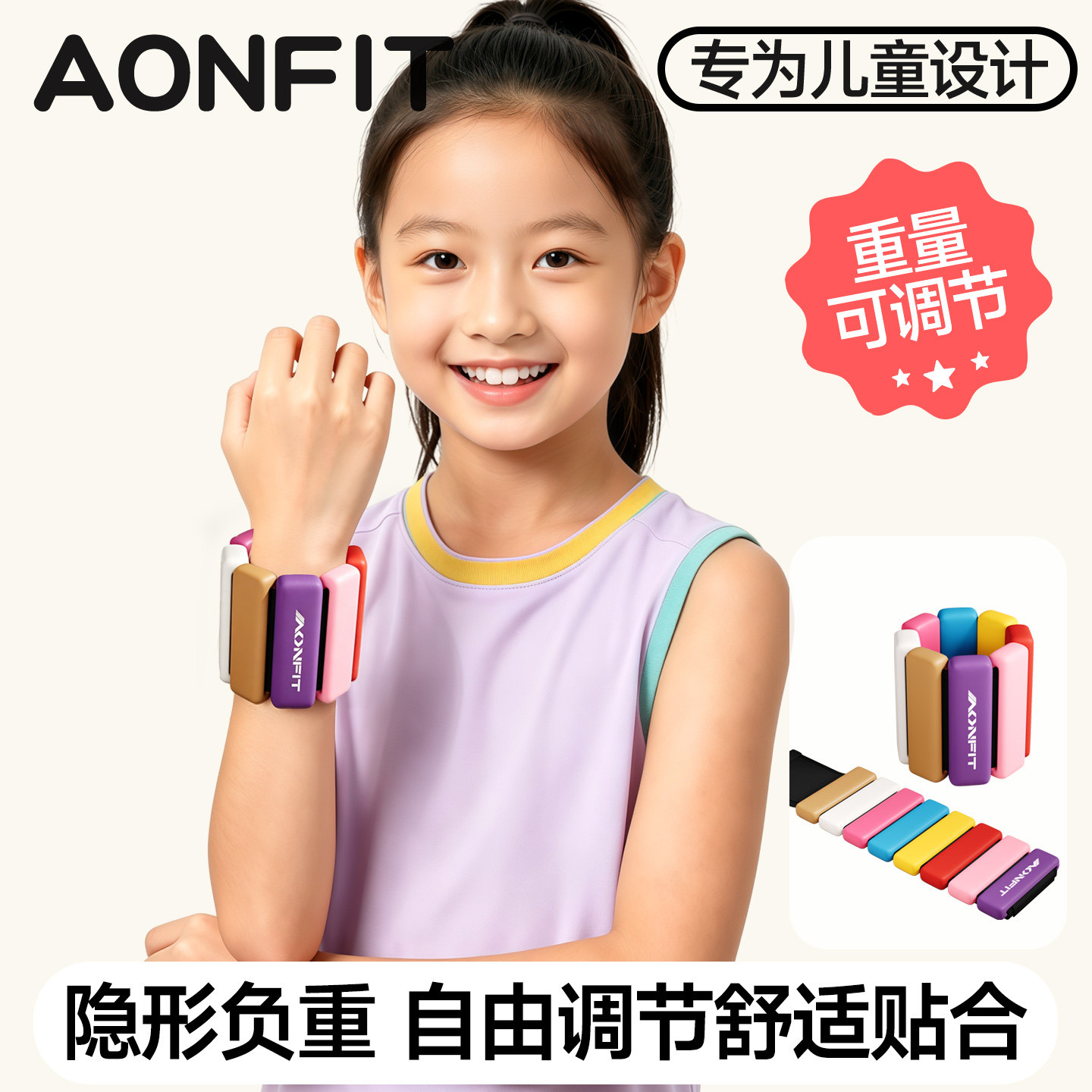 儿童可拆卸负重手环沙袋绑腿隐形硅胶可调节运动舞蹈训练学生专用