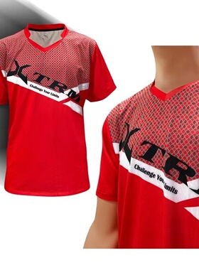 极限体育 X-TRM XAD-H043 红色挑战运动休闲V领 T-shirt 吸湿排汗