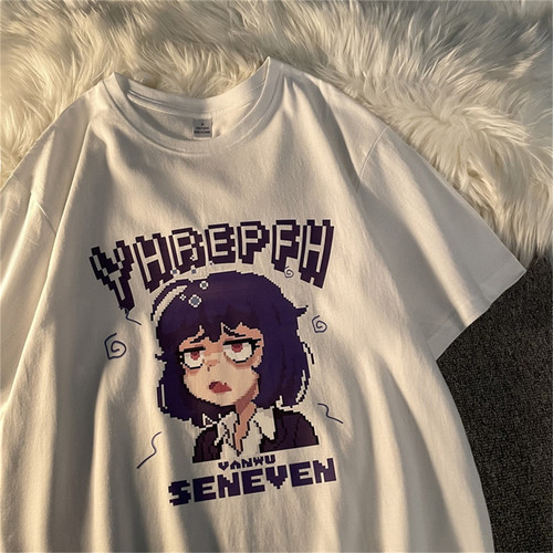 加肥特大复古二次元卡通动漫短袖