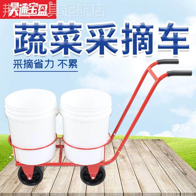 双桶大蔬菜瓜果移动采车黄瓜西红柿运输手推懒汉人车采棚摘工拉摘