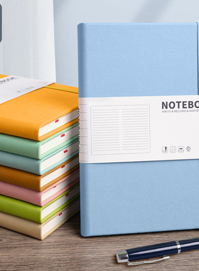 a5绑带pu仿皮简约办公硬皮笔记本印记事本