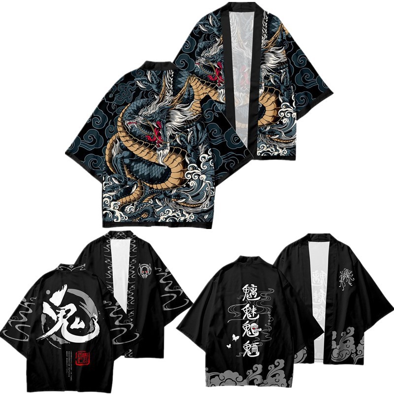 日式浮世绘披风浴袍和服夏季居家