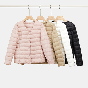 2025秋冬新款轻薄排骨羽绒服女士白鸭绒内搭圆领棉袄居家内穿保暖