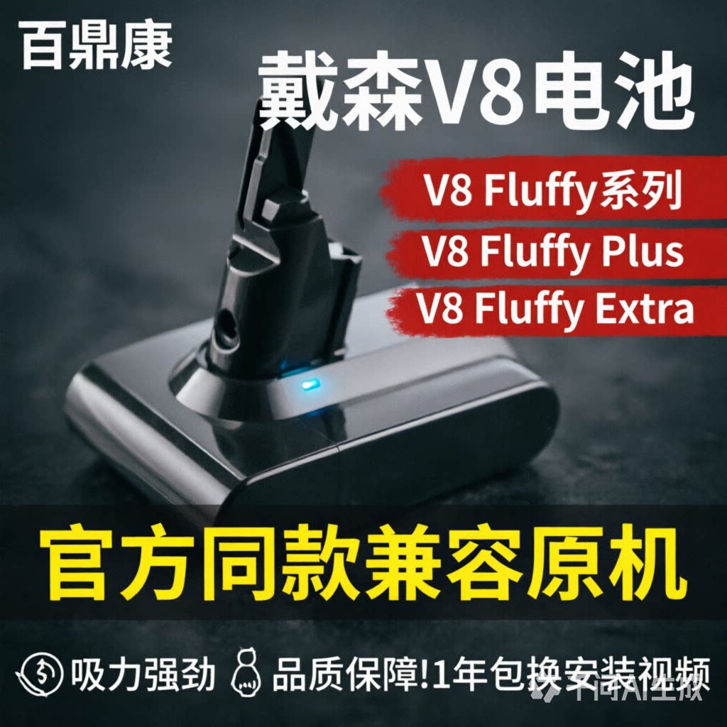 适配戴森V8锂电池Dyson SV10/V8Fluffy 吸尘器配件电池