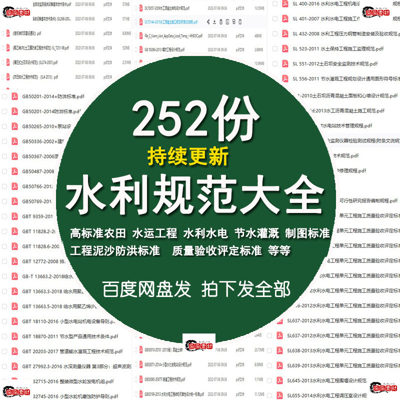 水利工程设计施工勘察监理验收规范GB国标SL行业标准大全电子版
