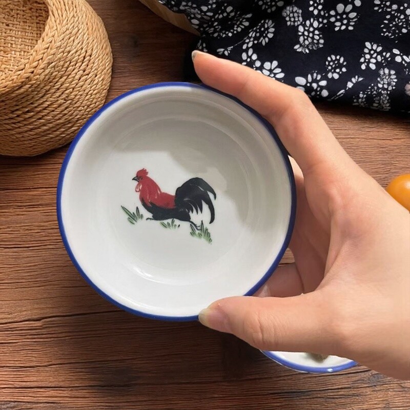 味碟陶瓷公鸡蘸料味碟酱油碟调料碟家用醋碟复古汉饭碟小墨盘酱料