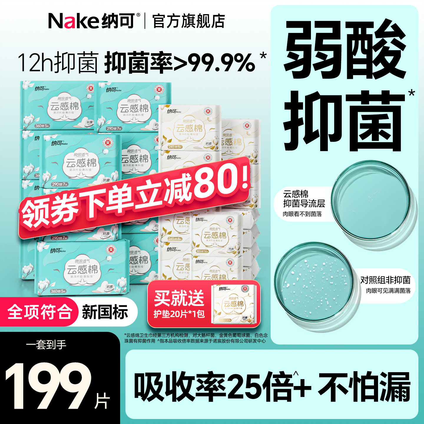 【79元24包】纳可超薄卫生巾日夜用组合整箱装批官方正品姨妈巾女