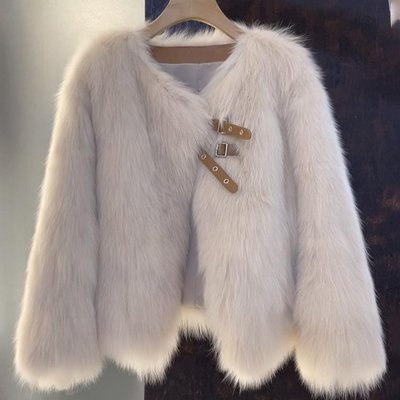 冷淡系高级感环保皮草上衣女2023年冬季新款皮毛一体小香风外套