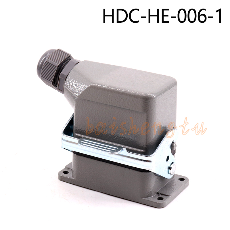 重载连接器单扣侧出HDC-HE-006-1F/M  6芯 16A  防水矩形航空插头