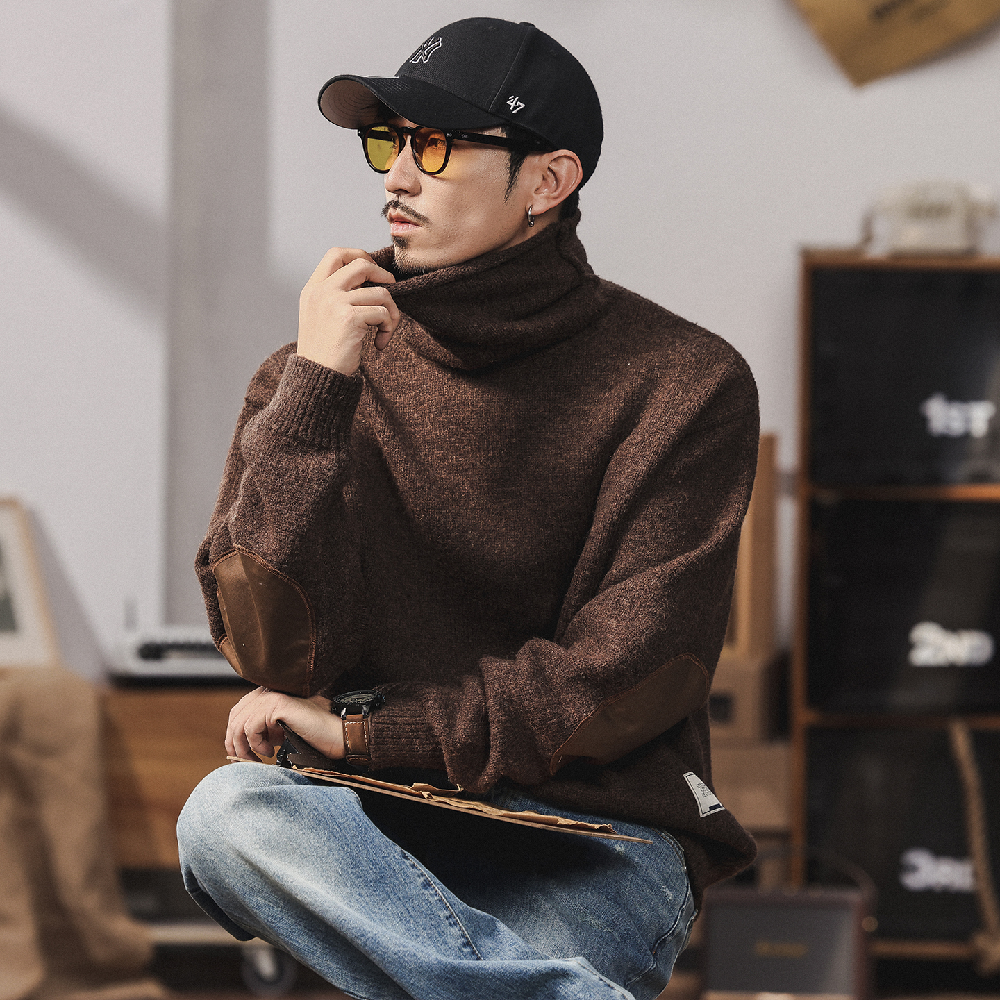 高领毛衣男款慵懒痞帅风