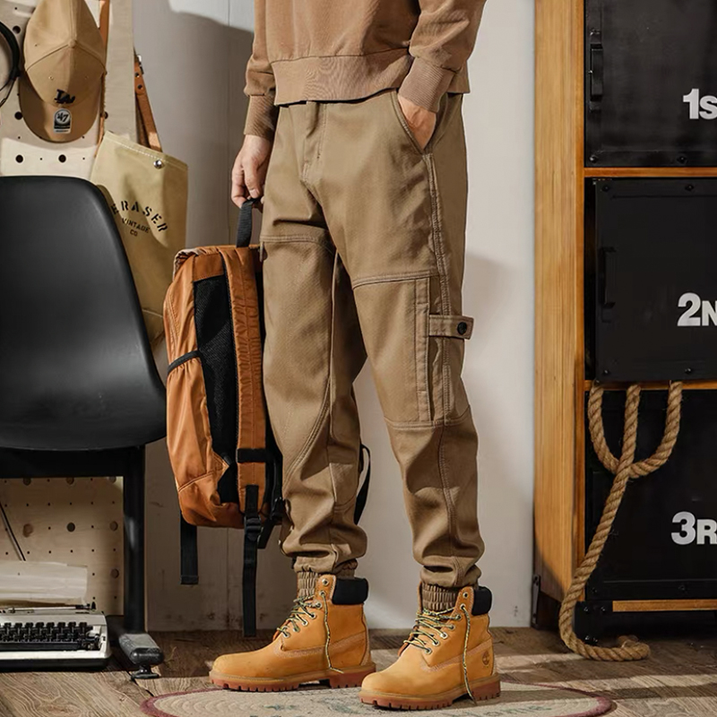 美式重磅加绒工装裤男