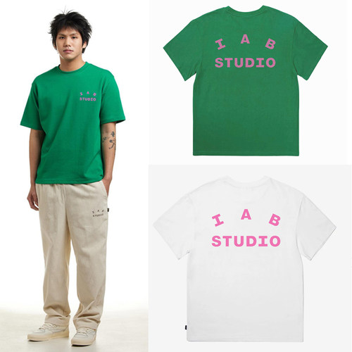 IAB STUDIO潮牌NEW新款夏季男女同款圆领纯棉短袖T恤情侣上衣
