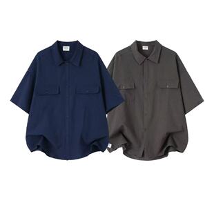 男夏季 衬衫 潮牌户外潮流宽松休闲衬衣外套 短袖 1Cool日系复古工装