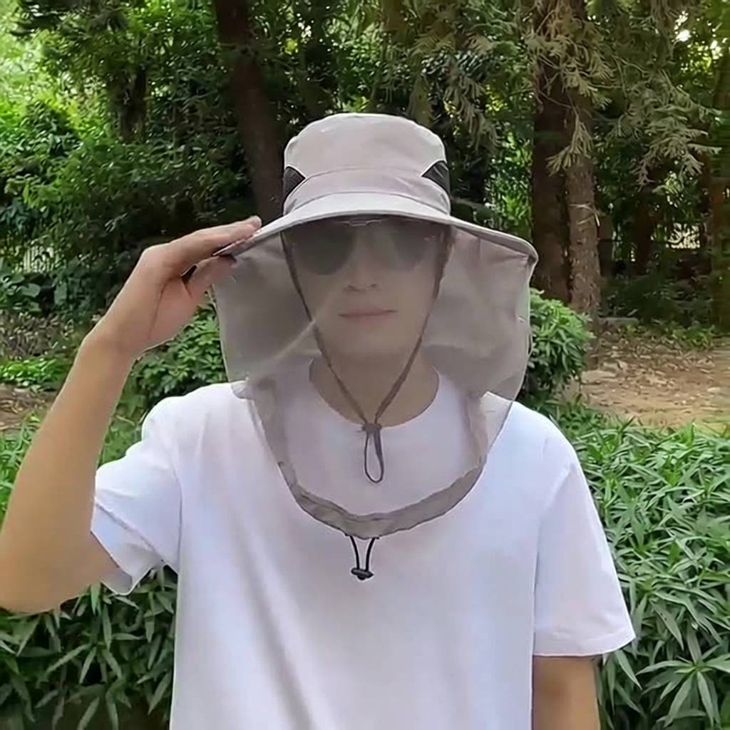防蚊防晒钓鱼帽男款大檐遮脸透气
